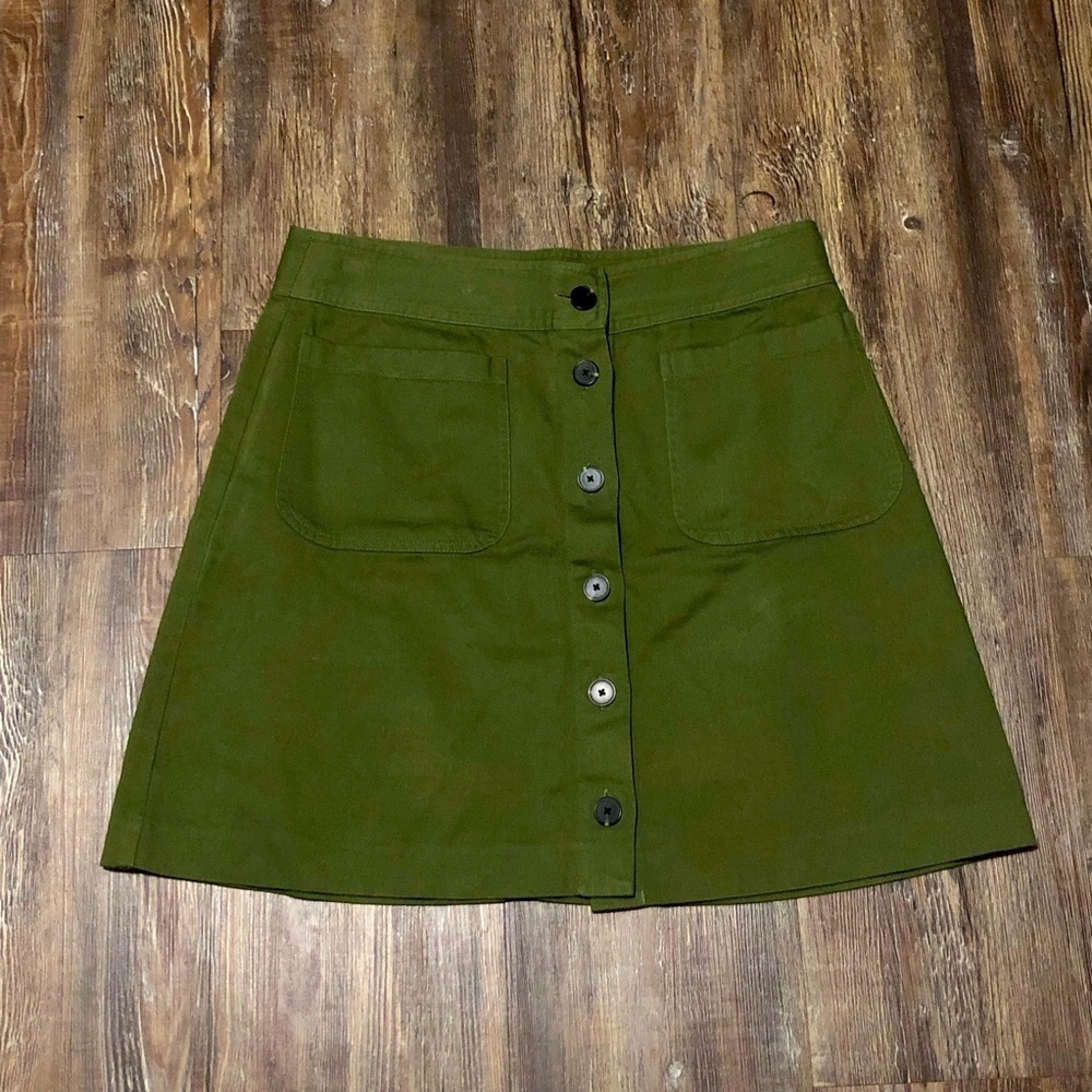 Madewell Skirt Women's 4 Station Mini 60s Style Button Patch Pocket Birch Leaf
